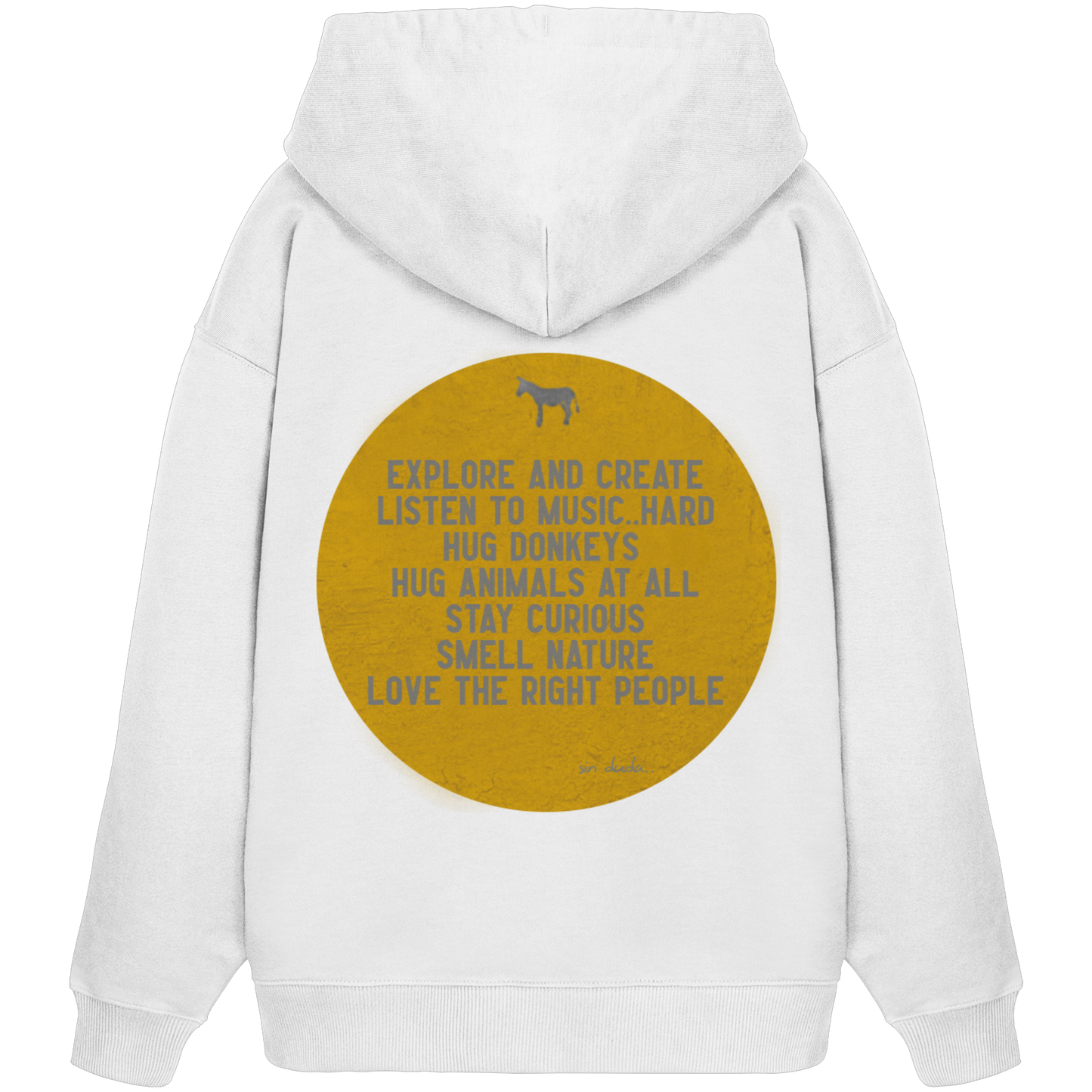 Oversized Hoodie «Hug donkeys» aus Bio-Baumwolle