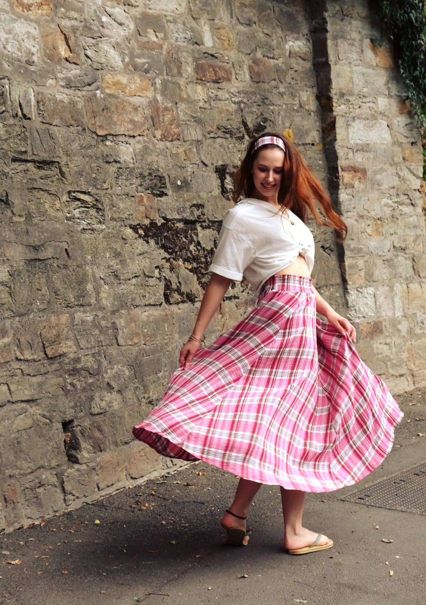 Oversized muslin dress in rust red