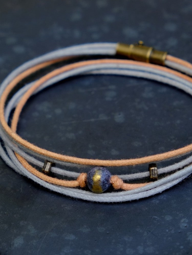 Armband in Rosa-Mint, Handgemacht mit Keramikperle und Magnetverschluss