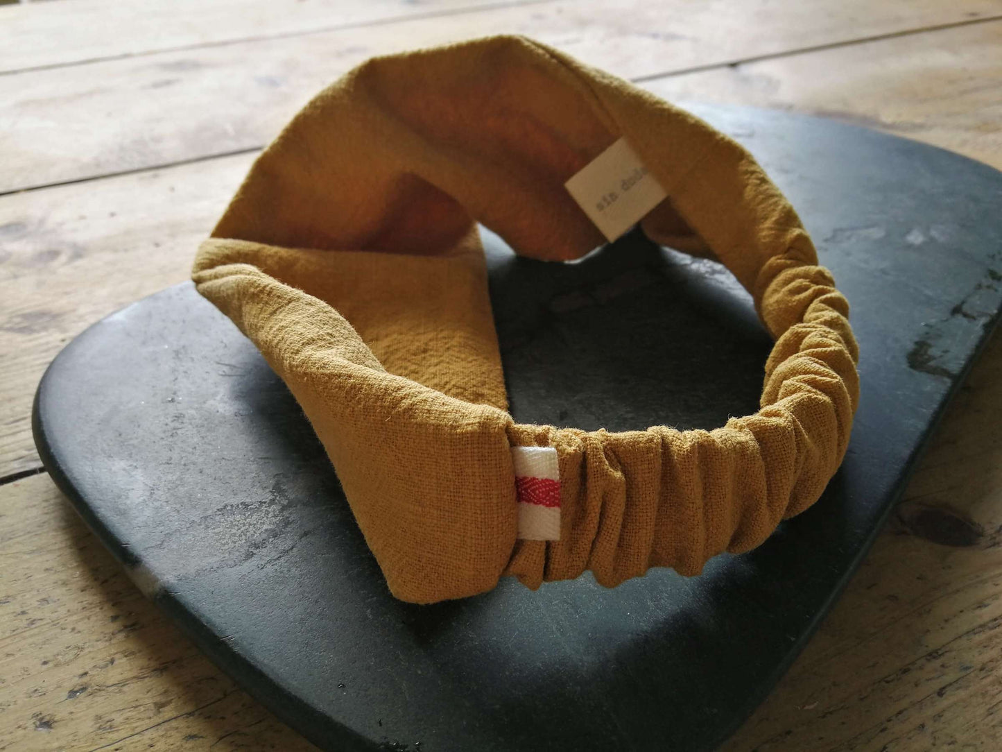 Leinen-Haarband, Stonewashed, Gelb