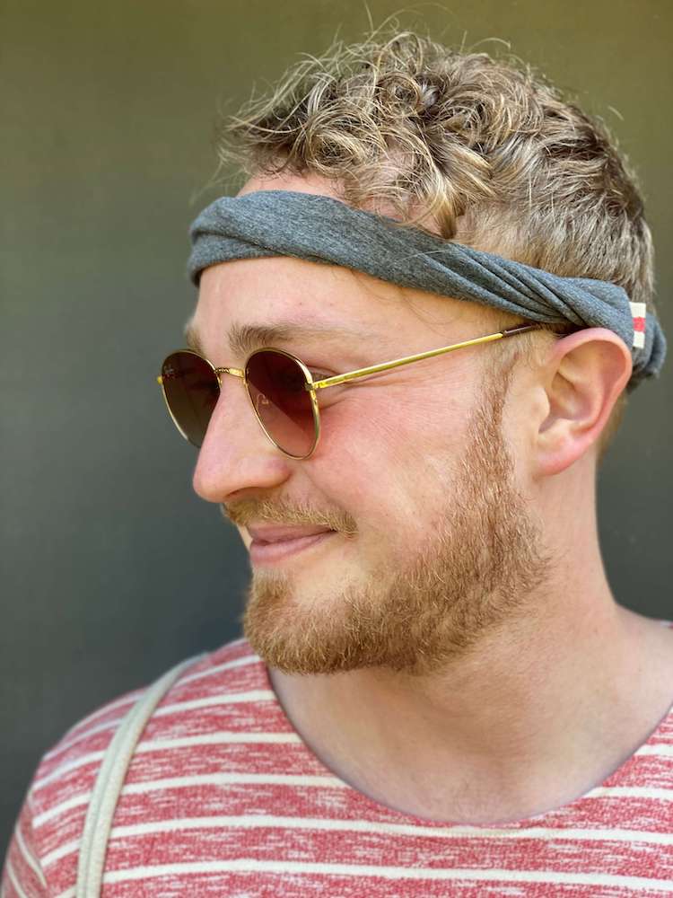 Schmales Haarband aus Leichtem Sweat, Grau Meliert