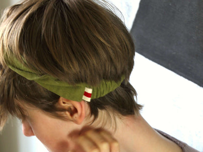 Schmales Baumwoll-Haarband, Stonewashed, Grün