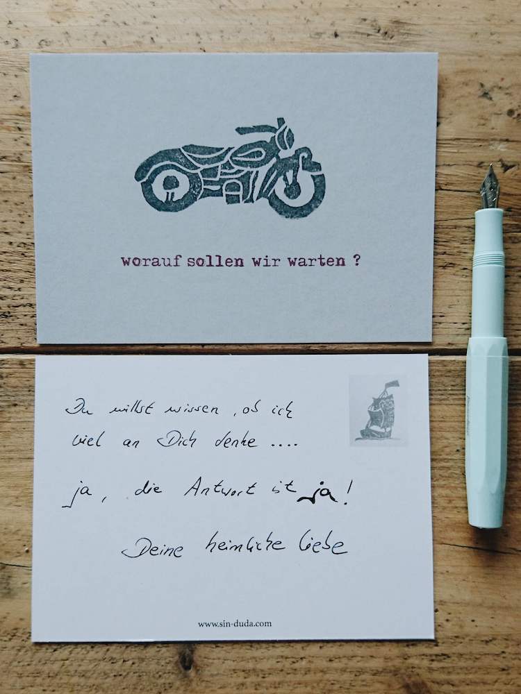 Postkarte, Stempel «Motorrad»