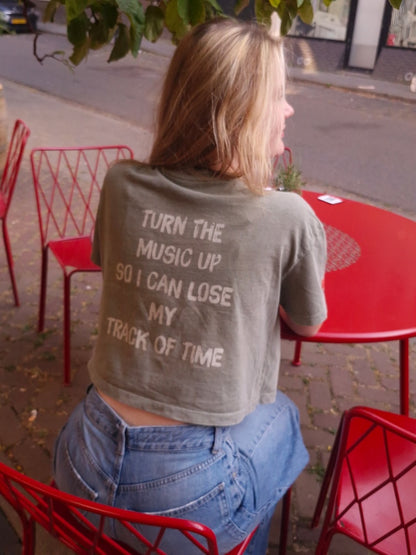 Croped T-Shirt "turn the music up", oversized