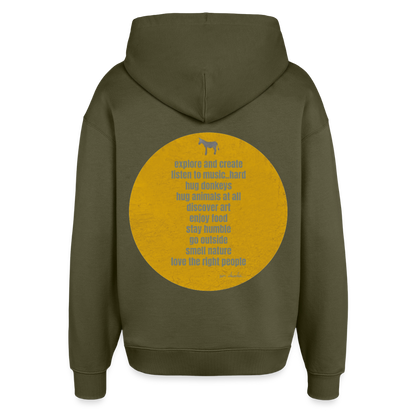 Oversized Hoodie, hug donkeys aus Bio Baumwolle - khaki