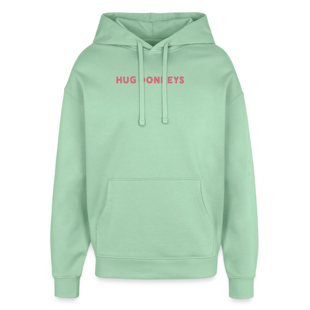 Oversized Hoodie, hug donkeys aus Bio Baumwolle - misty jade