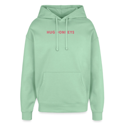 Oversized Hoodie, hug donkeys aus Bio Baumwolle - misty jade