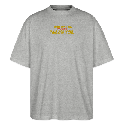 Oversized T-Shirt "turn up the music" aus Bio Baumwolle - heather grey