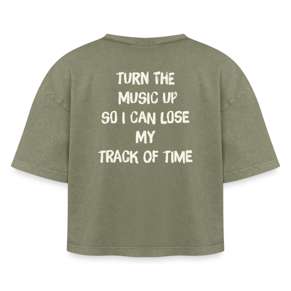 Boxy Women's Premium Acid Washed T-Shirt - acid washed green