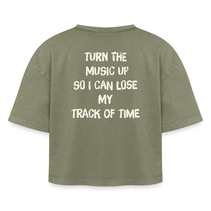 Boxy Women's Premium Acid Washed T-Shirt - acid washed green