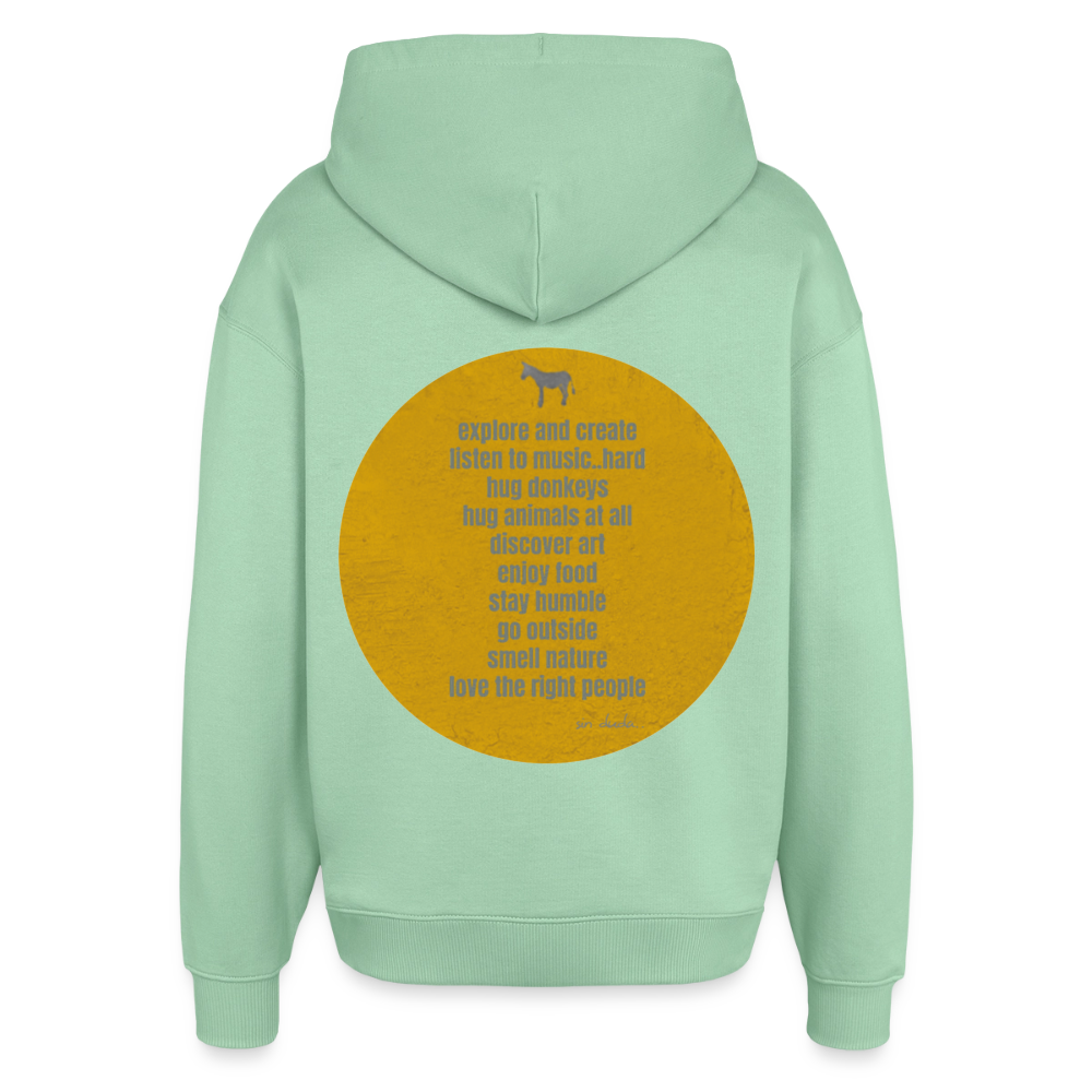 Oversized Hoodie, hug donkeys aus Bio Baumwolle - misty jade