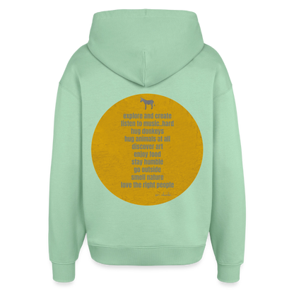 Oversized Hoodie, hug donkeys aus Bio Baumwolle - misty jade