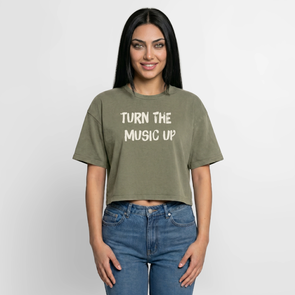 Boxy Women's Premium Acid Washed T-Shirt - acid washed green