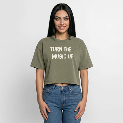 Boxy Women's Premium Acid Washed T-Shirt - acid washed green