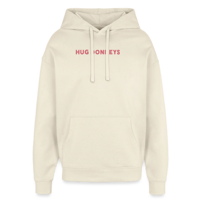 Oversized Hoodie, hug donkeys aus Bio Baumwolle - soft Ecru