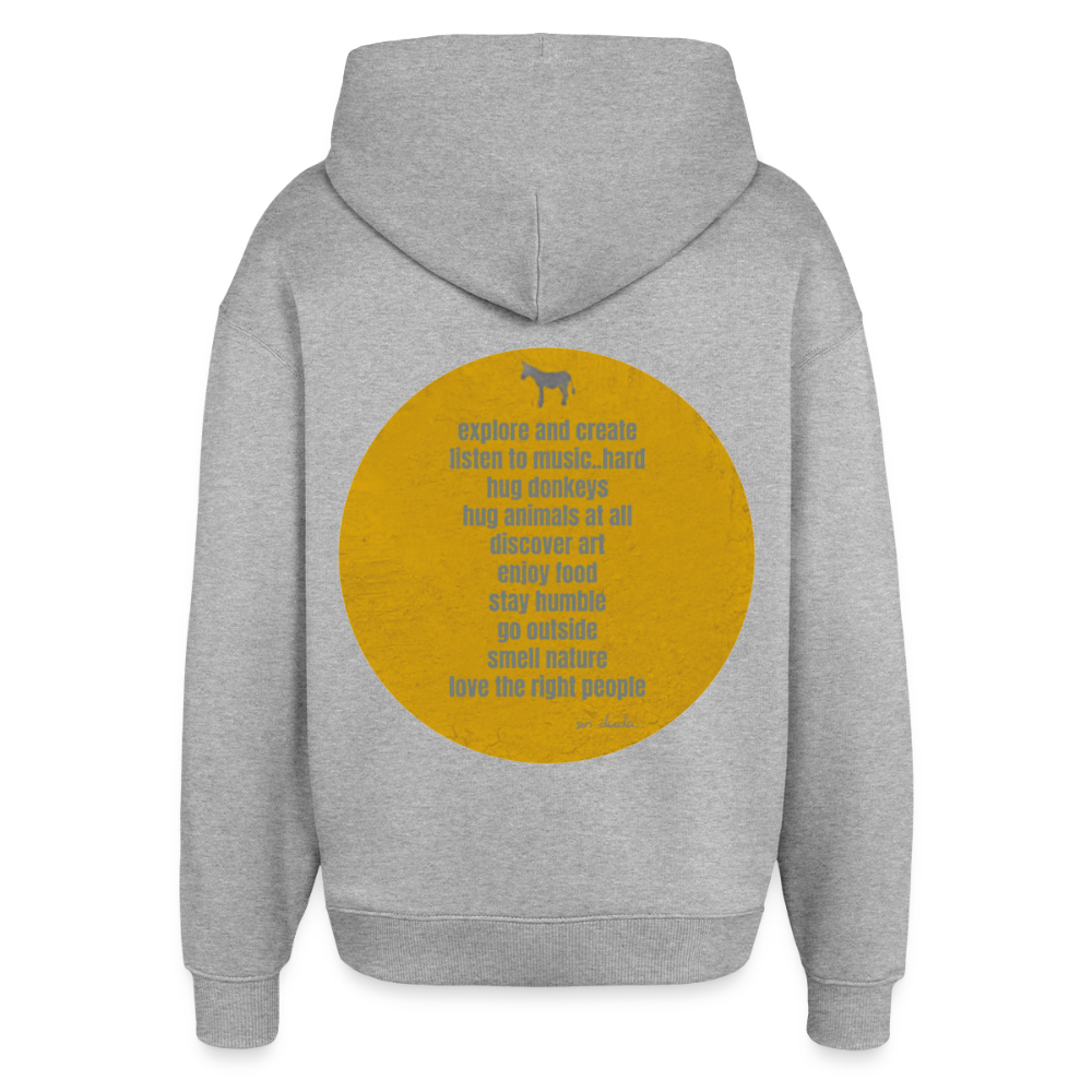 Oversized Hoodie, hug donkeys aus Bio Baumwolle - heather grey