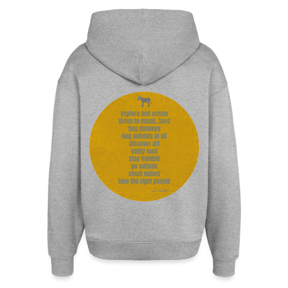 Oversized Hoodie, hug donkeys aus Bio Baumwolle - heather grey