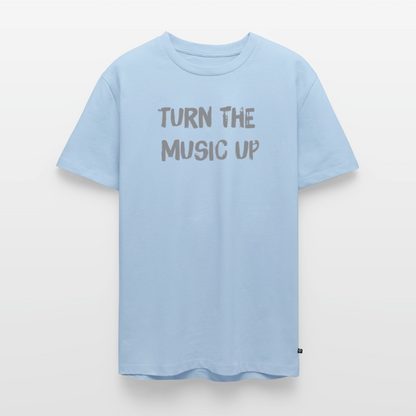 T-Shirt "turn the music up" - light blue