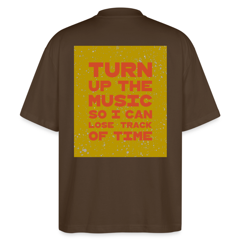Oversized T-Shirt "turn up the music" aus Bio Baumwolle - mocha