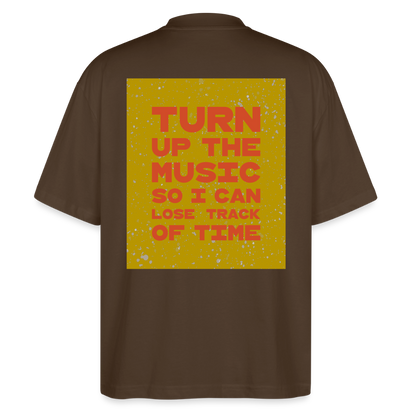 Oversized T-Shirt "turn up the music" aus Bio Baumwolle - mocha