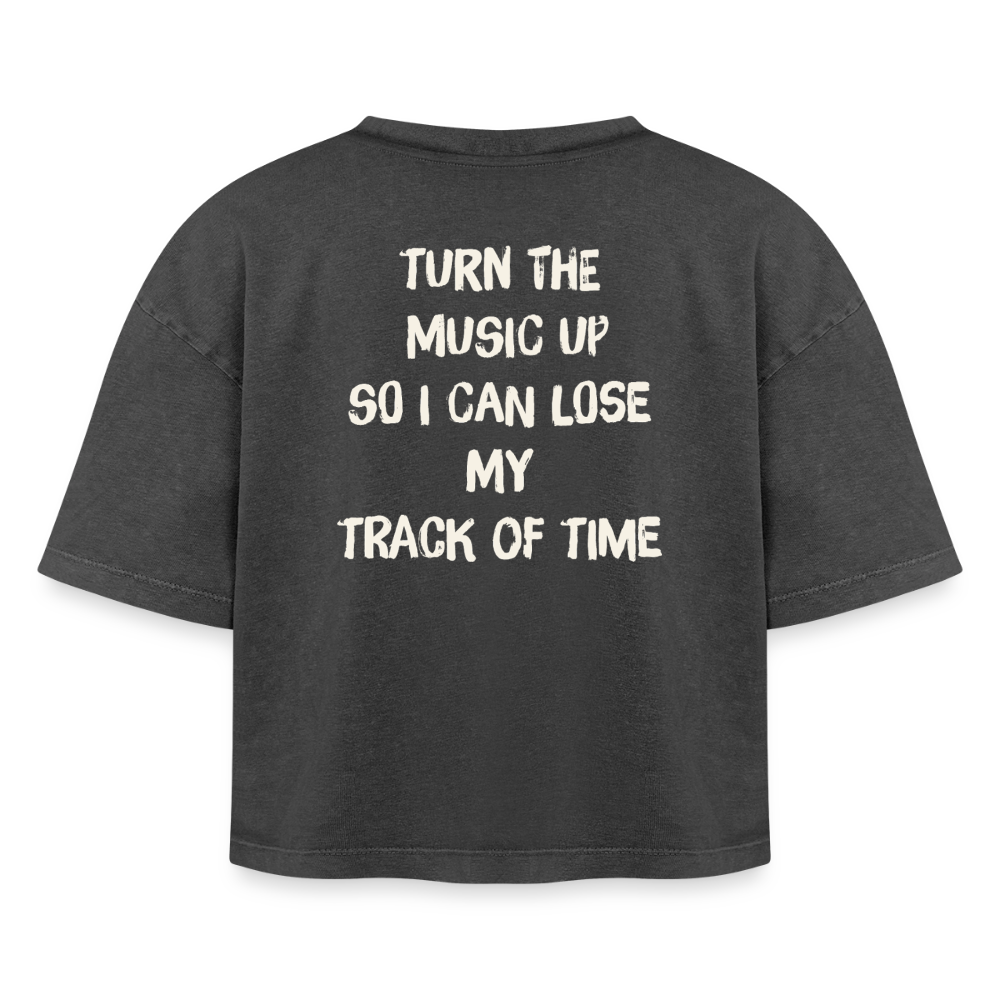 Boxy Women's Premium Acid Washed T-Shirt - acid washed black