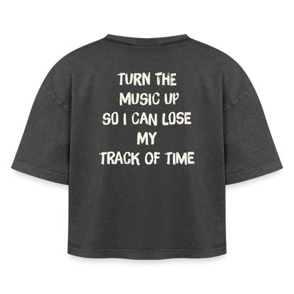 Boxy Women's Premium Acid Washed T-Shirt - acid washed black