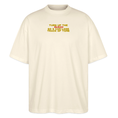 Oversized T-Shirt "turn up the music" aus Bio Baumwolle - soft Ecru