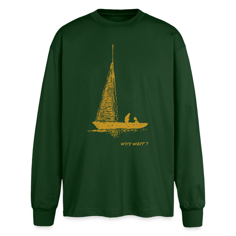 longsleeve "why wait" - bottle green