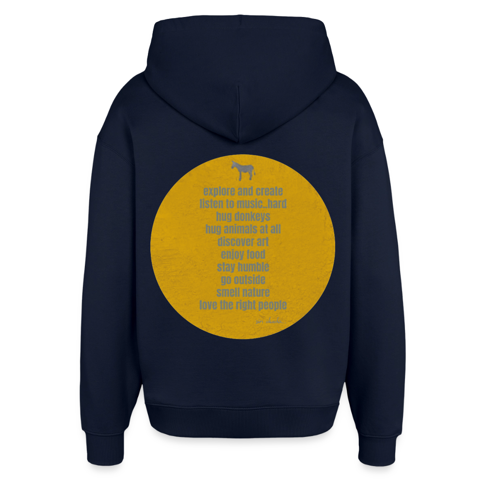 Oversized Hoodie, hug donkeys aus Bio Baumwolle - navy