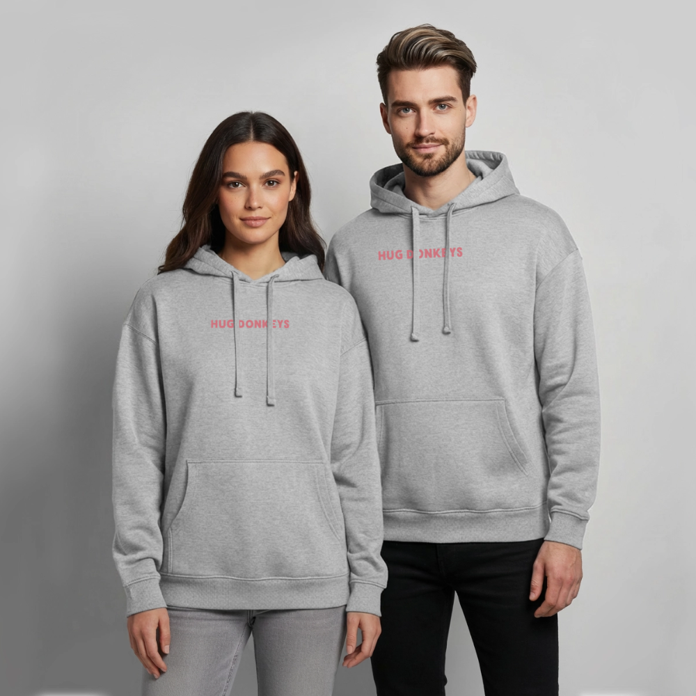Oversized Hoodie, hug donkeys aus Bio Baumwolle - heather grey