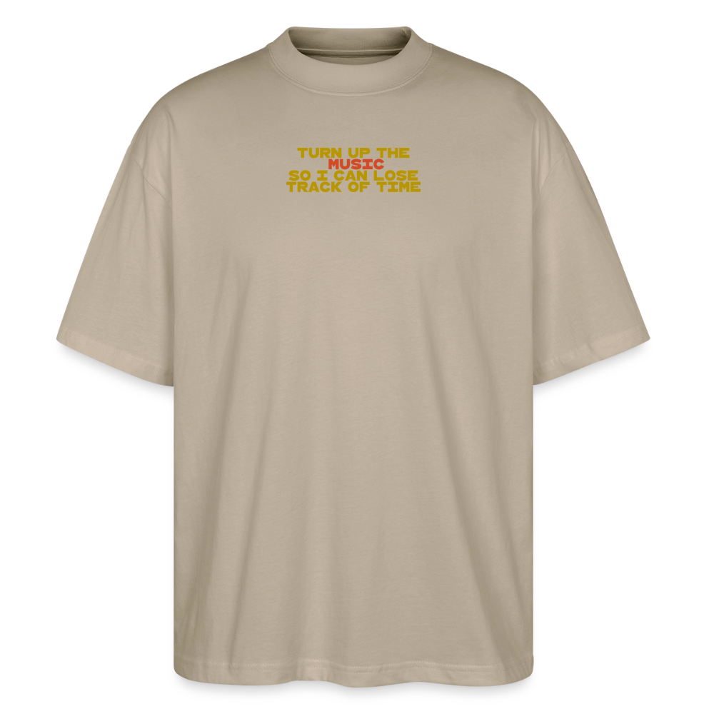 Oversized T-Shirt "turn up the music" aus Bio Baumwolle - stone