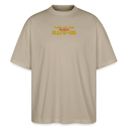 Oversized T-Shirt "turn up the music" aus Bio Baumwolle - stone