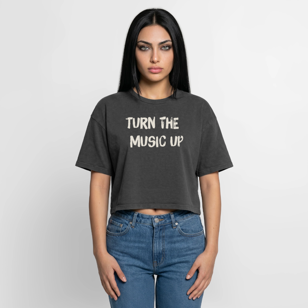Boxy Women's Premium Acid Washed T-Shirt - acid washed black