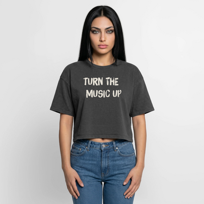 Boxy Women's Premium Acid Washed T-Shirt - acid washed black