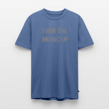 T-Shirt "turn the music up" - stone blue