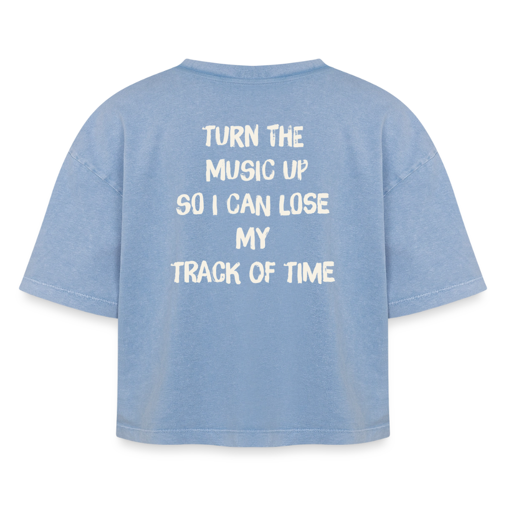 Boxy Women's Premium Acid Washed T-Shirt - acid washed blue