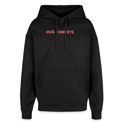 Oversized Hoodie, hug donkeys aus Bio Baumwolle - black