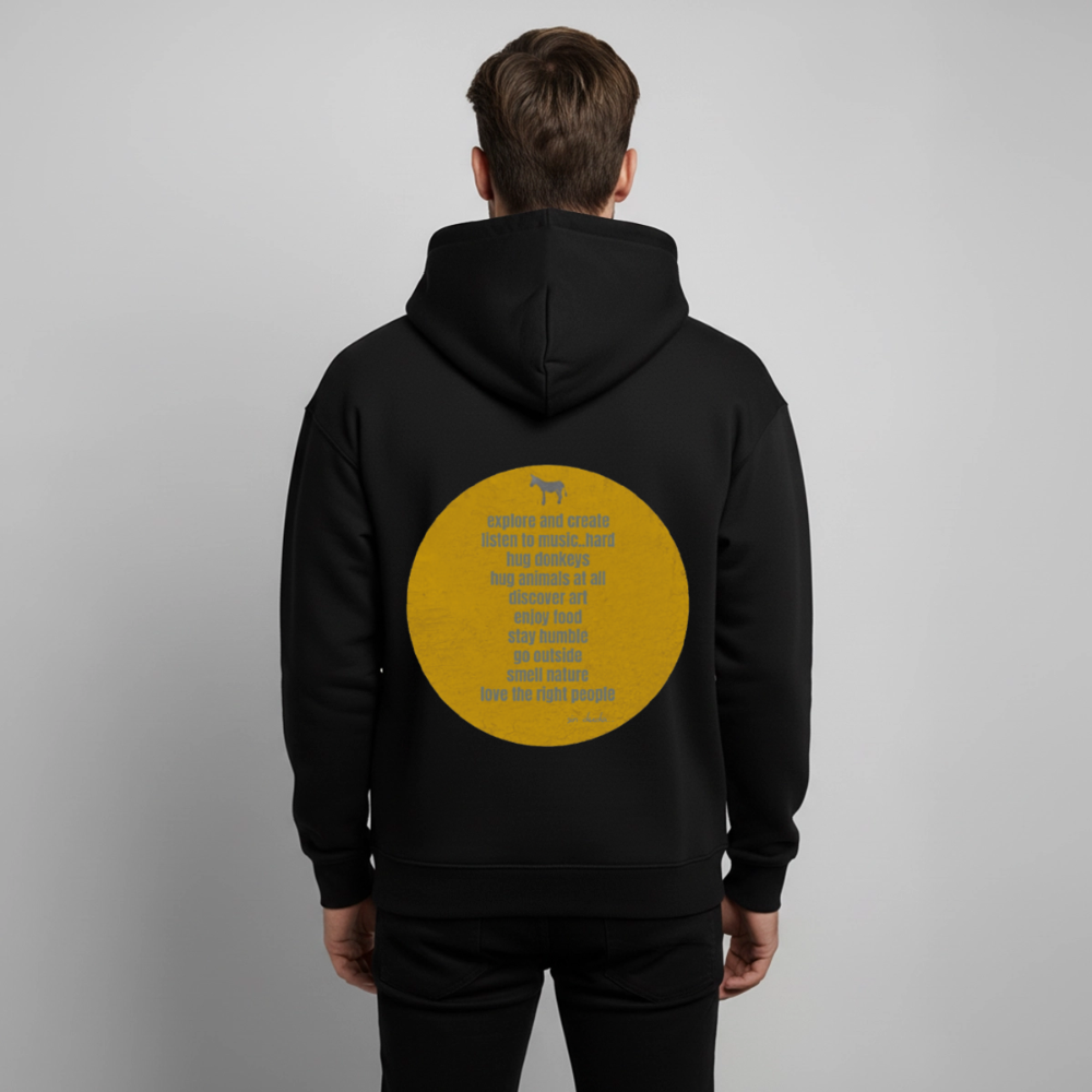 Oversized Hoodie, hug donkeys aus Bio Baumwolle - black