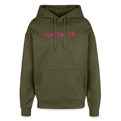 vibes dont lie  oversized Hoodie - khaki