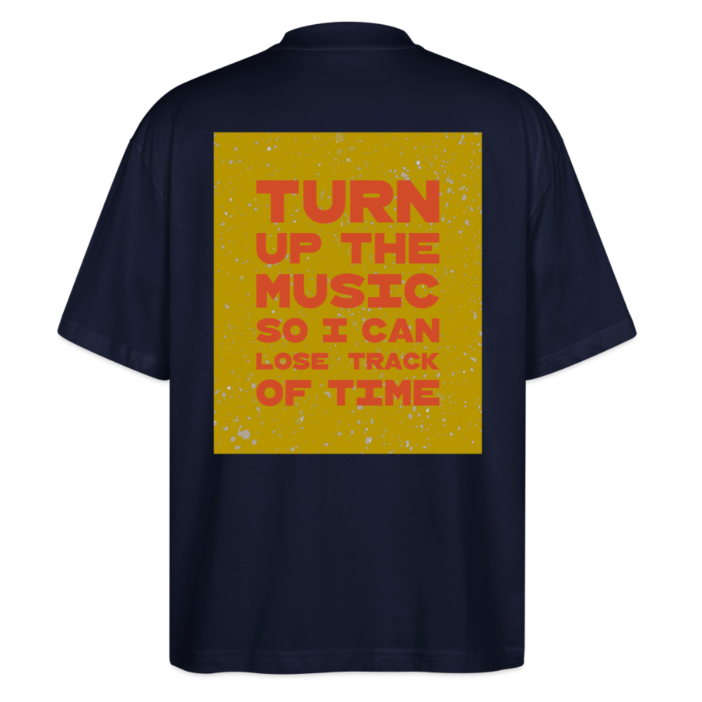 Oversized T-Shirt "turn up the music" aus Bio Baumwolle - navy