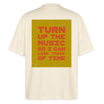 Oversized T-Shirt "turn up the music" aus Bio Baumwolle - soft Ecru