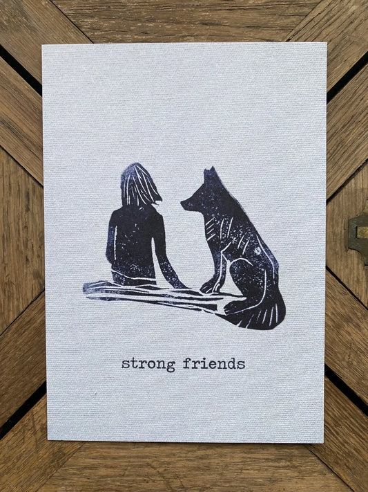 Postcard, stamp “Strong Friends” 