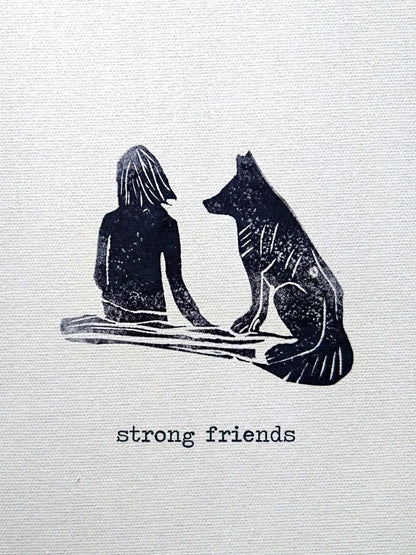 Postcard, stamp “Strong Friends” 