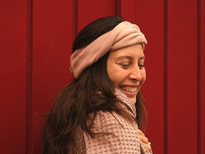 Breites Sweat-Haarband, Rosa, handbestempelt