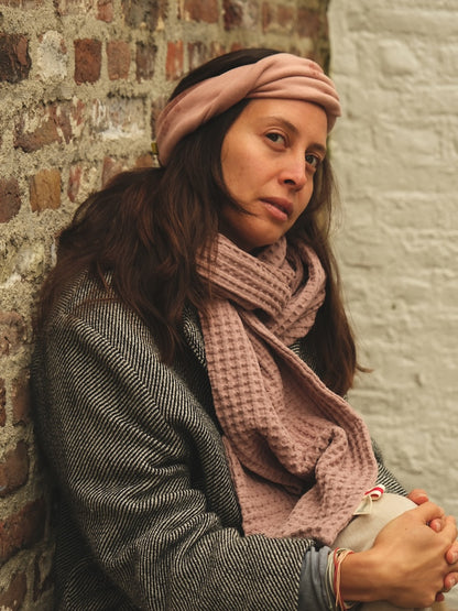 Breites Sweat-Haarband, Rosa, handbestempelt