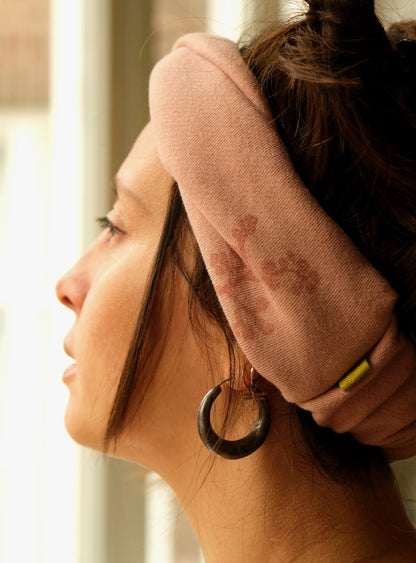 Breites Sweat-Haarband, Rosa, handbestempelt