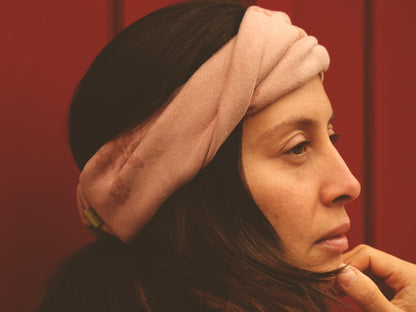 Breites Sweat-Haarband, Rosa, handbestempelt