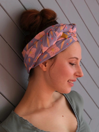 Breites Kopftuch aus Musselin, Blumenprint, eigener Print