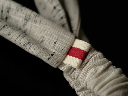 Wide hairband made of ribbed jersey, berry with coral stamp 