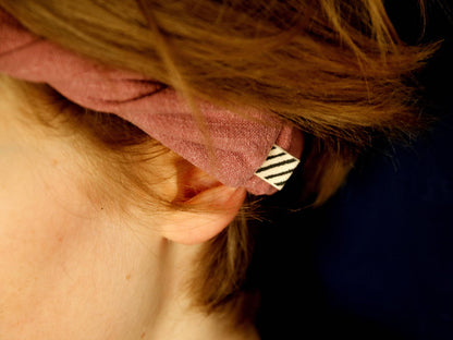 Smalle linnen haarband, stonewashed, roze 